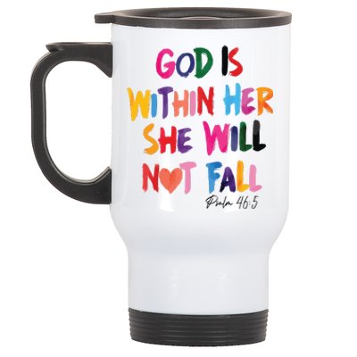 Christian God Is Within Her She Will Not Fall Christian Bible Stainless Steel Travel Mug