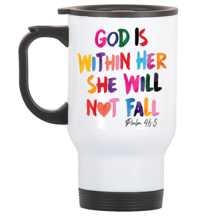 Christian God Is Within Her She Will Not Fall Christian Bible Stainless Steel Travel Mug