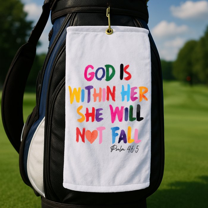 Christian God Is Within Her She Will Not Fall Christian Bible Golf Towel