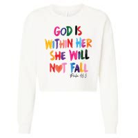 Christian God Is Within Her She Will Not Fall Christian Bible Cropped Pullover Crew