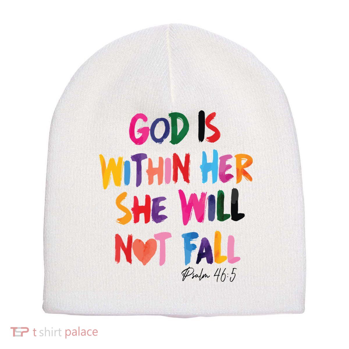 Christian God Is Within Her She Will Not Fall Christian Bible Short Acrylic Beanie