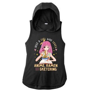 Cool Gift Just A Girl Who Loves Anime Ramen And Sketching Girl Anime Gift Ladies PosiCharge Tri-Blend Wicking Draft Hoodie Tank