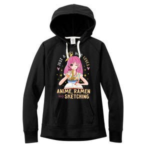 Cool Gift Just A Girl Who Loves Anime Ramen And Sketching Girl Anime Gift Women's Fleece Hoodie