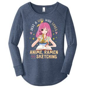 Cool Gift Just A Girl Who Loves Anime Ramen And Sketching Girl Anime Gift Women's Perfect Tri Tunic Long Sleeve Shirt