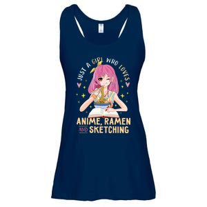 Cool Gift Just A Girl Who Loves Anime Ramen And Sketching Girl Anime Gift Ladies Essential Flowy Tank