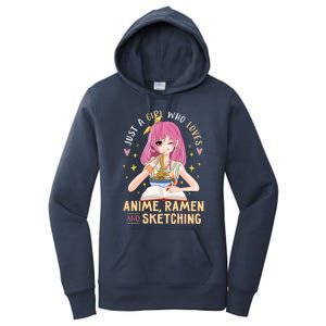 Cool Gift Just A Girl Who Loves Anime Ramen And Sketching Girl Anime Gift Women's Pullover Hoodie