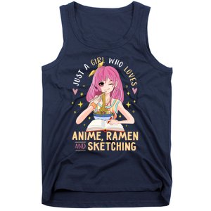 Cool Gift Just A Girl Who Loves Anime Ramen And Sketching Girl Anime Gift Tank Top