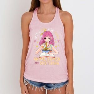 Cool Gift Just A Girl Who Loves Anime Ramen And Sketching Girl Anime Gift Women's Knotted Racerback Tank