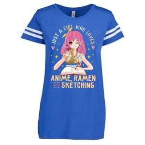 Cool Gift Just A Girl Who Loves Anime Ramen And Sketching Girl Anime Gift Enza Ladies Jersey Football T-Shirt