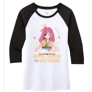 Cool Gift Just A Girl Who Loves Anime Ramen And Sketching Girl Anime Gift Women's Tri-Blend 3/4-Sleeve Raglan Shirt