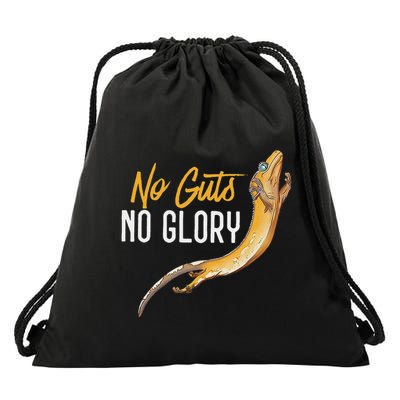 Crested Gecko Jumping No Guts No Glory Gecko Dad Pet Lizard Drawstring Bag