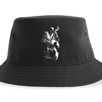 Cool Graphic Jazz Lovers Upright Bass Player Sustainable Bucket Hat