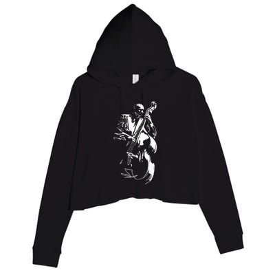 Cool Graphic Jazz Lovers Upright Bass Player Crop Fleece Hoodie