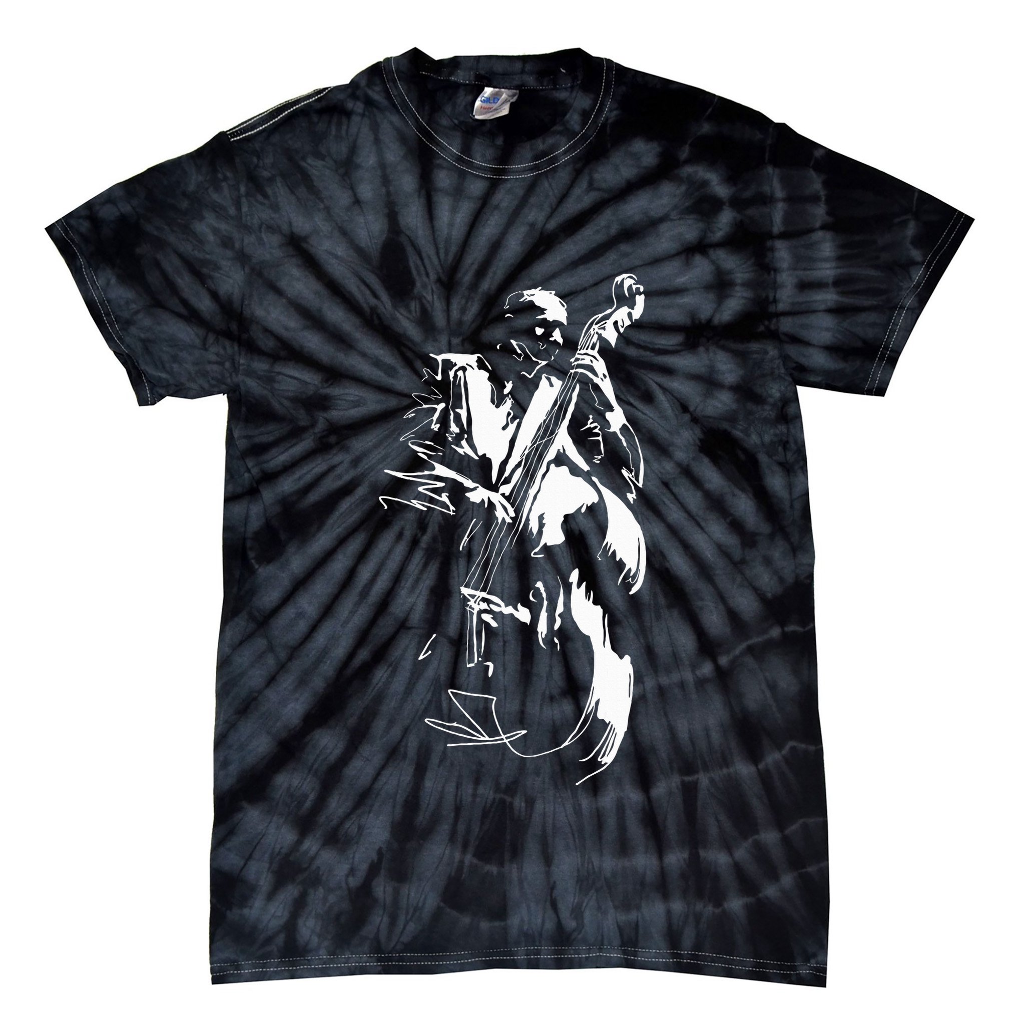 Cool Graphic Jazz Lovers Upright Bass Player Tie-Dye T-Shirt