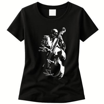 Cool Graphic Jazz Lovers Upright Bass Player Womens T-Shirt