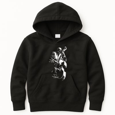 Cool Graphic Jazz Lovers Upright Bass Player Kids Hoodie