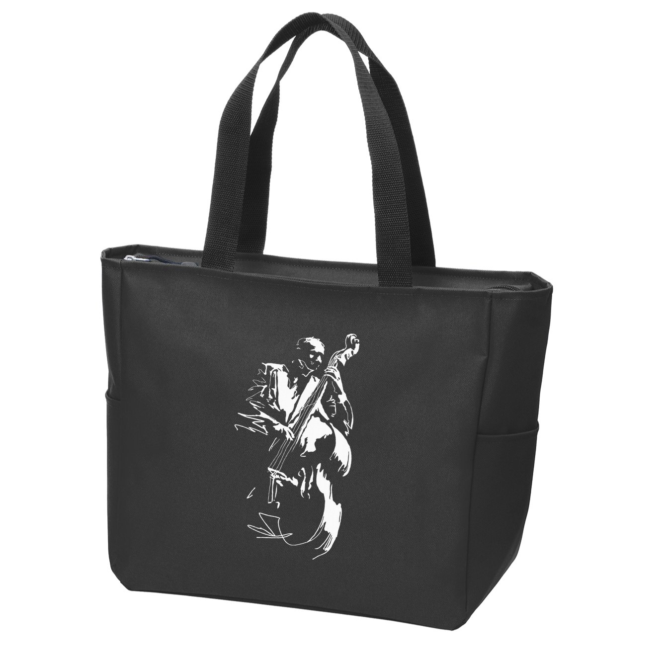 Cool Graphic Jazz Lovers Upright Bass Player Zip Tote Bag
