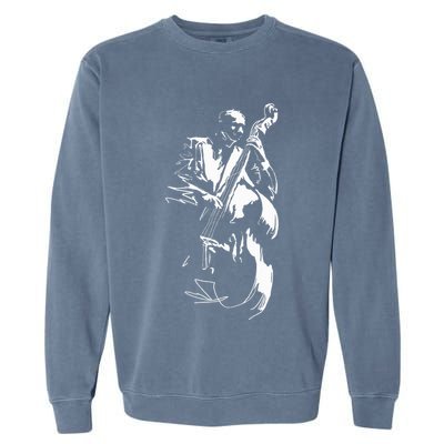 Cool Graphic Jazz Lovers Upright Bass Player Garment-Dyed Sweatshirt
