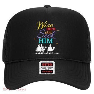 Christmas Gift Jesus Birth High Crown Mesh Back Trucker Hat