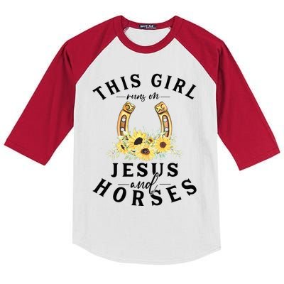 Christian Gifts Jesus And Horses Horse Kids Colorblock Raglan Jersey