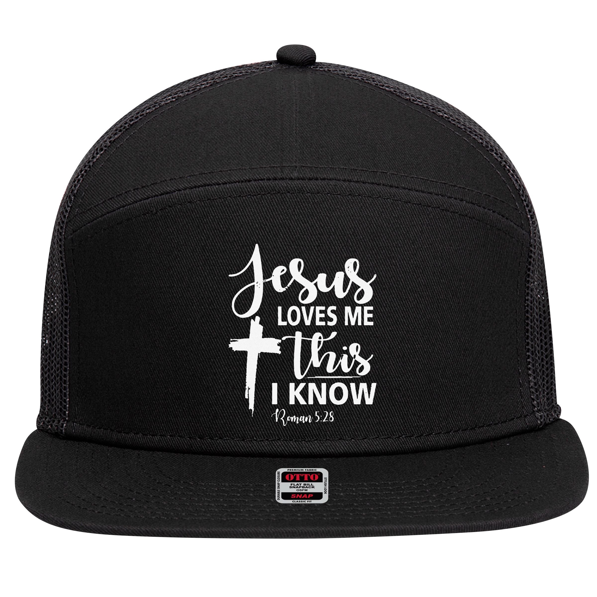 Christian Gift Jesus Love Me This I Know 7 Panel Mesh Trucker Snapback Hat