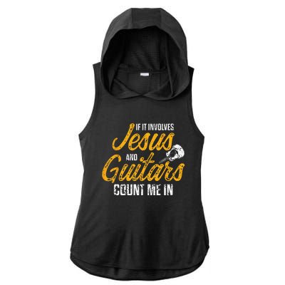 Christian Guitarist Jesus Church Worship Guitar Player Ladies PosiCharge Tri-Blend Wicking Draft Hoodie Tank