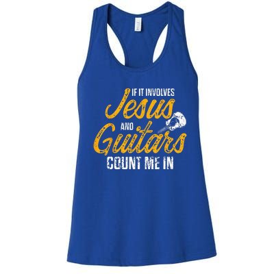 Christian Guitarist Jesus Church Worship Guitar Player Women's Racerback Tank