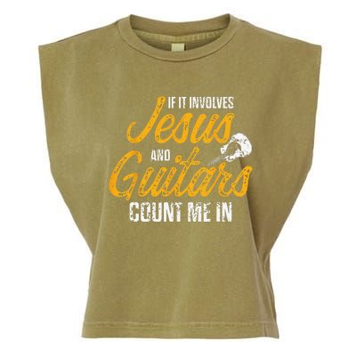 Christian Guitarist Jesus Church Worship Guitar Player Garment-Dyed Women's Muscle Tee