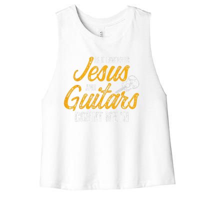 Christian Guitarist Jesus Church Worship Guitar Player Women's Racerback Cropped Tank