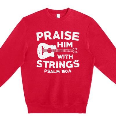 Christian Guitarist Jesus Church Worship Guitar Player Premium Crewneck Sweatshirt