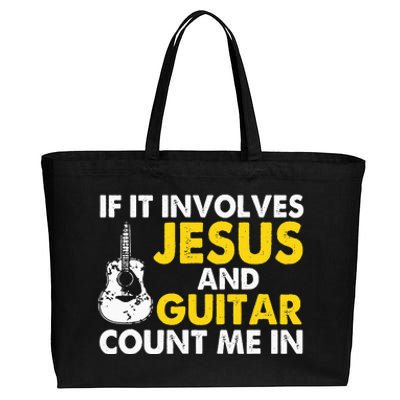 Christian Guitarist Jesus Church Worship Guitar Player Cotton Canvas Jumbo Tote