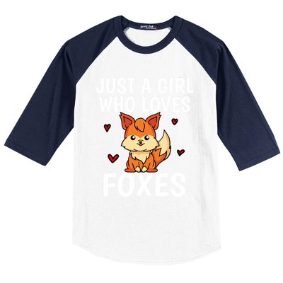 Cute Gift Just A Girl Who Loves Foxes Cute Fox Costume Baseball Sleeve Shirt