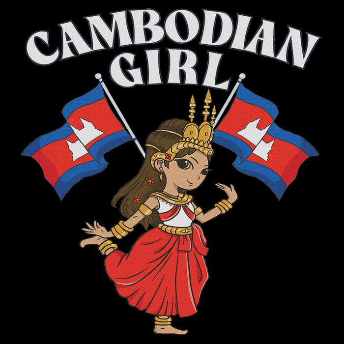 Cambodian Girl, Khmer Girl, Cambodia Button