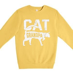 Cat Grandpa Kitten Pet Owner Meow Fathers Day Premium Crewneck Sweatshirt