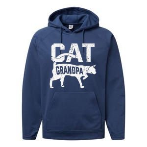 Cat Grandpa Kitten Pet Owner Meow Fathers Day Performance Fleece Hoodie