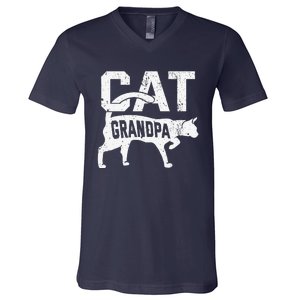 Cat Grandpa Kitten Pet Owner Meow Fathers Day V-Neck T-Shirt