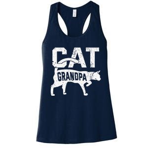 Cat Grandpa Kitten Pet Owner Meow Fathers Day Women's Racerback Tank