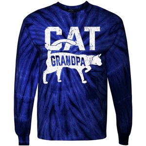 Cat Grandpa Kitten Pet Owner Meow Fathers Day Tie-Dye Long Sleeve Shirt