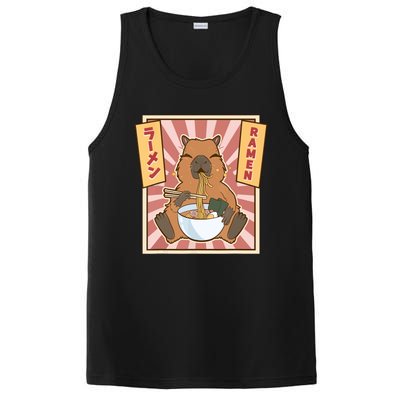 Capybara Gifts Kawaii Capybara Eating Ramen Cute Animal PosiCharge Competitor Tank