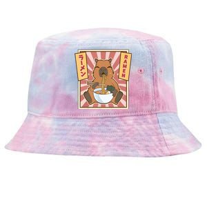 Capybara Gifts Kawaii Capybara Eating Ramen Cute Animal Tie-Dyed Bucket Hat