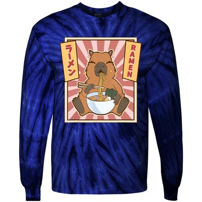 Capybara Gifts Kawaii Capybara Eating Ramen Cute Animal Tie-Dye Long Sleeve Shirt