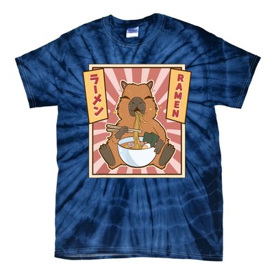 Capybara Gifts Kawaii Capybara Eating Ramen Cute Animal Tie-Dye T-Shirt