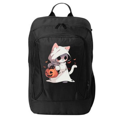 Cat Ghost Kawaii Neko Anime Halloween Costume Pumpkin Lover City Backpack