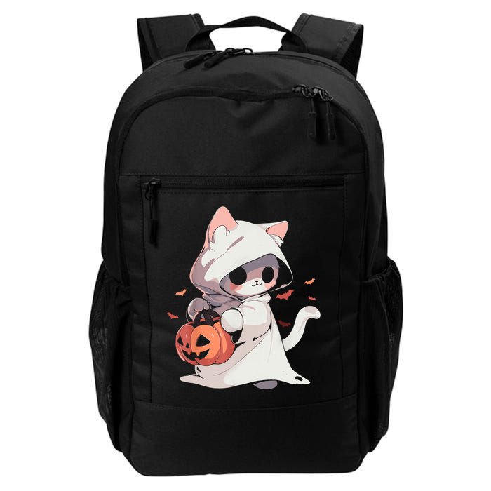 Cat Ghost Kawaii Neko Anime Halloween Costume Pumpkin Lover Daily Commute Backpack