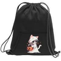 Cat Ghost Kawaii Neko Anime Halloween Costume Pumpkin Lover Sweatshirt Cinch Pack Bag