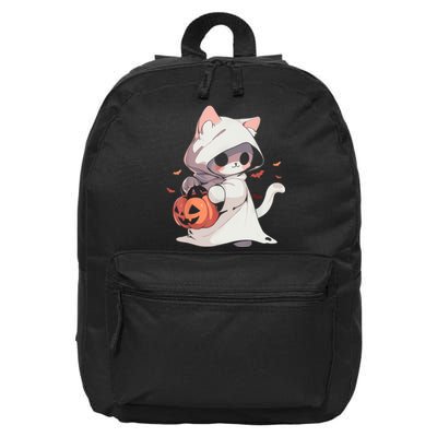 Cat Ghost Kawaii Neko Anime Halloween Costume Pumpkin Lover 16 in Basic Backpack