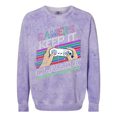 Classic Gamer Keep It Classic Gaming 80s 90s Vintage Cool Colorblast Crewneck Sweatshirt