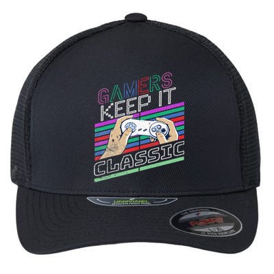 Classic Gamer Keep It Classic Gaming 80s 90s Vintage Cool Flexfit Unipanel Trucker Cap