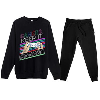 Classic Gamer Keep It Classic Gaming 80s 90s Vintage Cool Premium Crewneck Sweatsuit Set