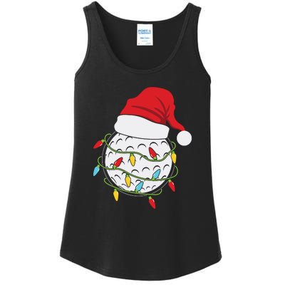 Christmas Golf Lights Santa Hat Funny Xmas Holiday Ladies Essential Tank